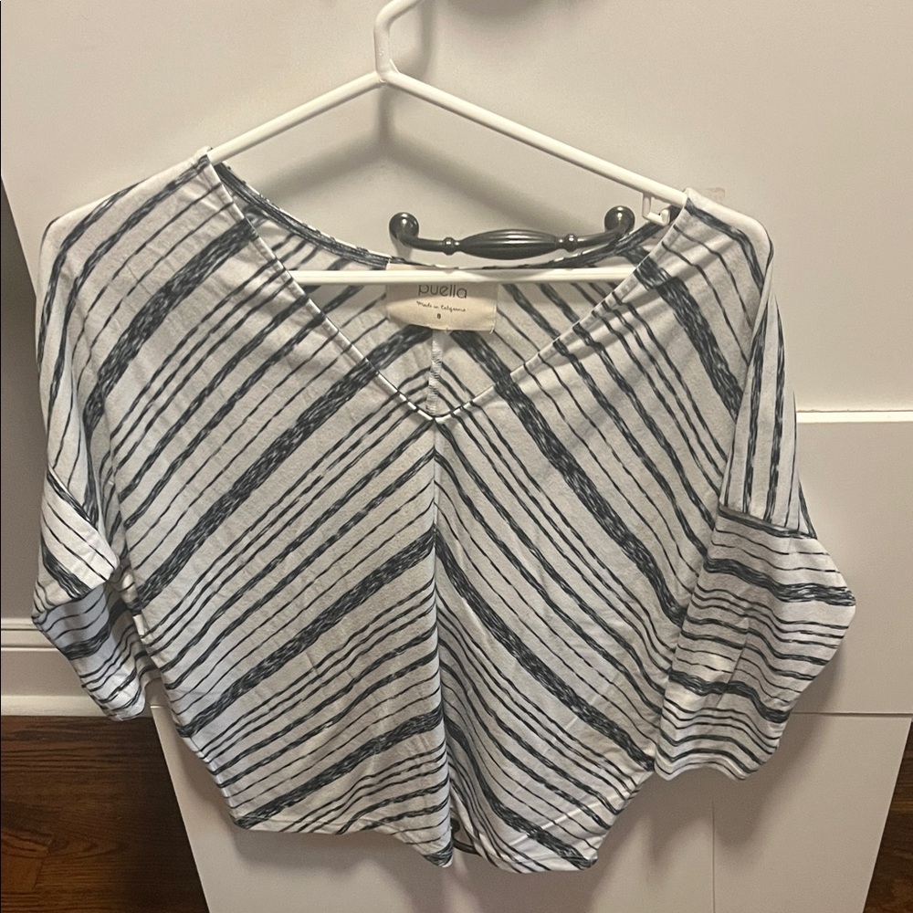 Blue Stripe Short Sleeve Women's Top